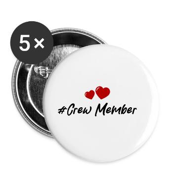 Crew Mitglied Herz Liebe - Buttons groß 56 mm (5er Pack) - Weiß - Vorne