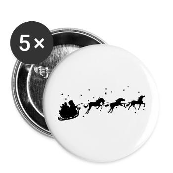 Santa and horses - Buttons groß 56 mm (5er Pack) - Weiß - Vorne