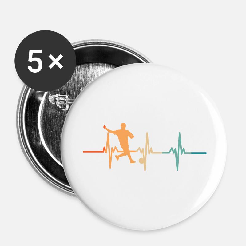 Football Heartbeat - Buttons large 2.2''/56 mm (5-pack) - white