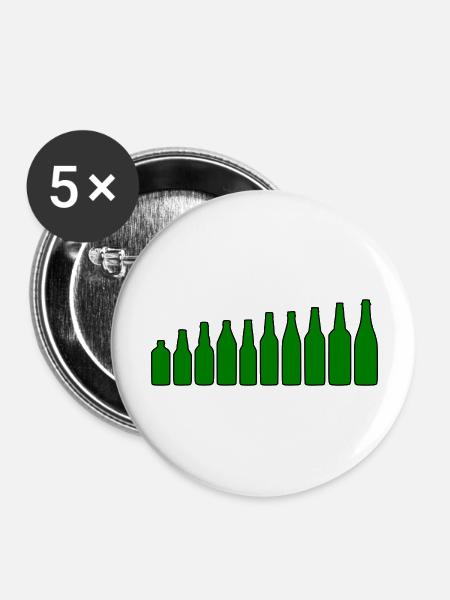 Bierflaschen - Buttons groß 56 mm (5er Pack) - Weiß
