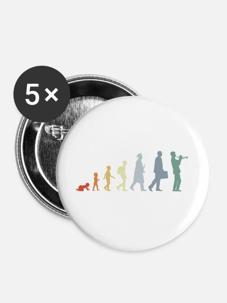 Trompeter Lebenszyklus - Buttons groß 56 mm (5er Pack) - Weiß