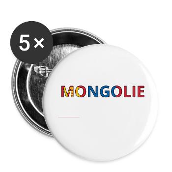Drapeau Mongolie - Lot de 5 grands badges (56 mm) - blanc - Devant