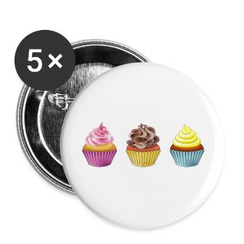 Muffins - Buttons groß 56 mm (5er Pack) - Weiß - Vorne