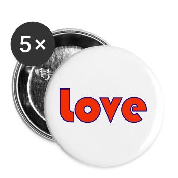 HERZ. HERZ. VALENTINSTAG. LIEBE. LIEBE. PAAR. - Buttons groß 56 mm (5er Pack) - Weiß - Vorne