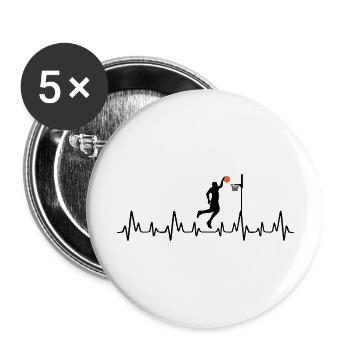 Basketball - Buttons groß 56 mm (5er Pack) - Weiß - Vorne