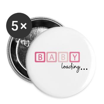 Baby loading… Aufdruck - Buttons groß 56 mm (5er Pack) - Weiß - Vorne