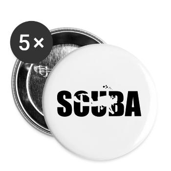 Scuba Design für Tauchsport-Liebhaber - Buttons groß 56 mm (5er Pack) - Weiß - Vorne