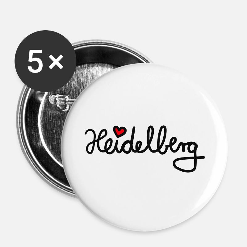 Heidelberg with heart - Buttons large 2.2''/56 mm (5-pack) - white