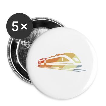 Zug Skizze Vintage - Buttons groß 56 mm (5er Pack) - Weiß - Vorne