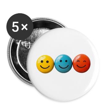 Glückliche T-Shirts - Buttons groß 56 mm (5er Pack) - Weiß - Vorne