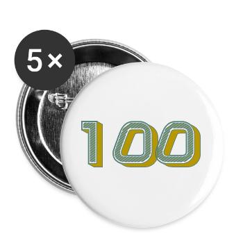 100. 100 JAHRE. 100-JÄHRIGES JUBILÄUM. GEBURTSTAG 100 - Buttons groß 56 mm (5er Pack) - Weiß - Vorne