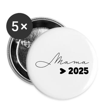 Maman 2025 - Lot de 5 grands badges (56 mm) - blanc - Devant