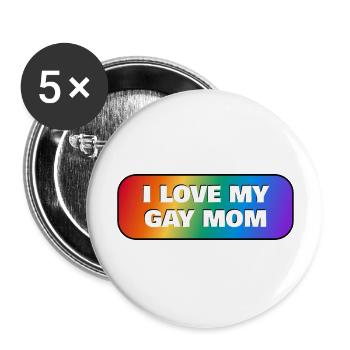 Ich liebe meine schwule Mutter - Buttons groß 56 mm (5er Pack) - Weiß - Vorne
