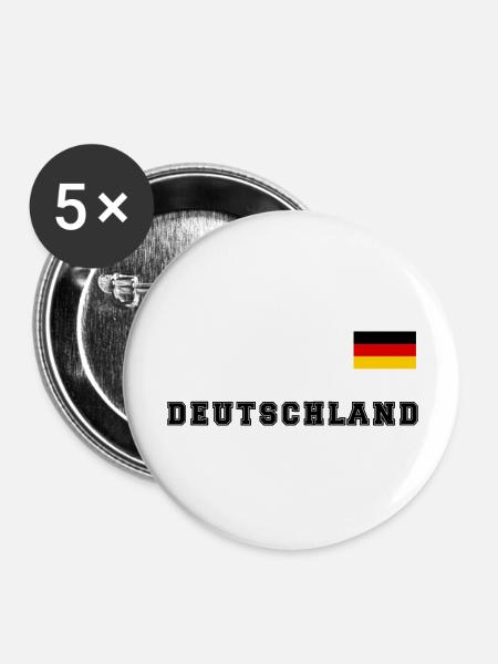 Deutschland Trikot Look mit Fahne Nationalflagge - Buttons groß 56 mm (5er Pack) - Weiß