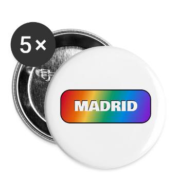 Gay Pride Madrid Espagne LGBTQ - Lot de 5 grands badges (56 mm) - blanc - Devant
