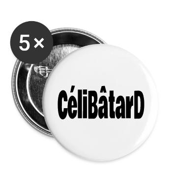 célibâtard - Lot de 5 grands badges (56 mm) - blanc - Devant