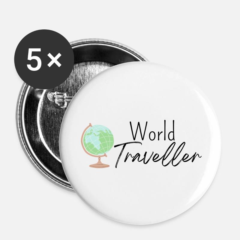 World Traveller - Buttons large 2.2''/56 mm (5-pack) - white