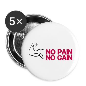 Biceps Pain Gain - Buttons large 2.2''/56 mm (5-pack) - white - Front