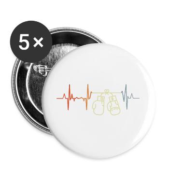 Vintage Boxer Kardiogramm - Buttons groß 56 mm (5er Pack) - Weiß - Vorne