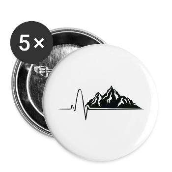 Mountains heartbeat - Buttons large 2.2''/56 mm (5-pack) - white - Front
