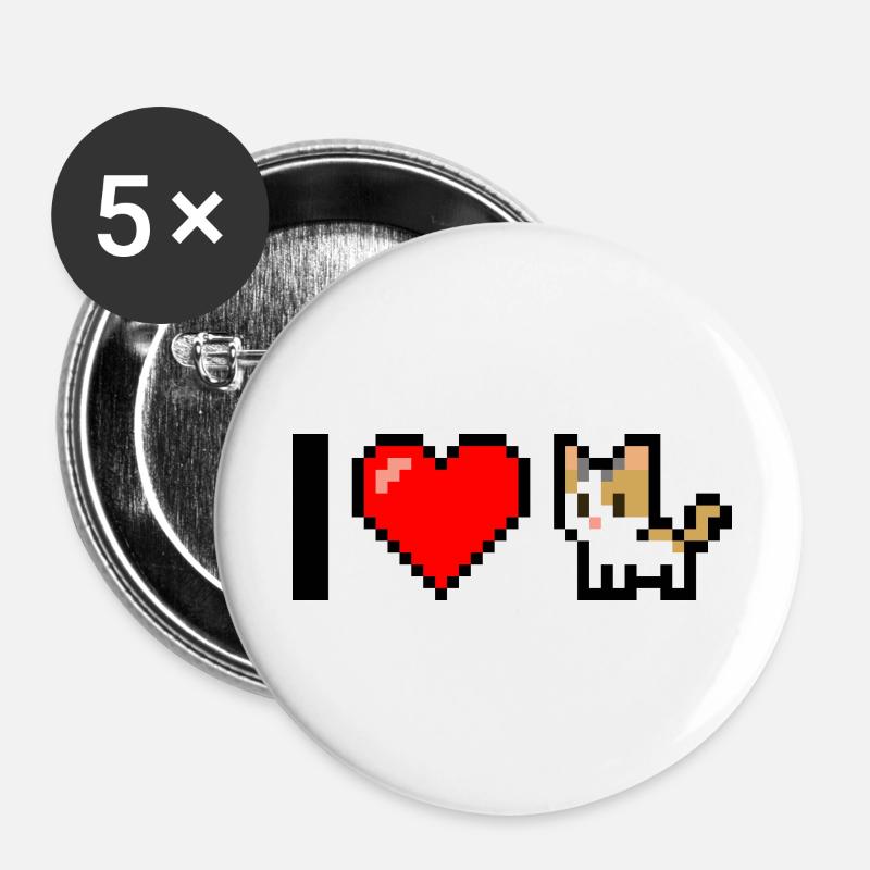 I love my cat - Buttons large 2.2''/56 mm (5-pack) - white