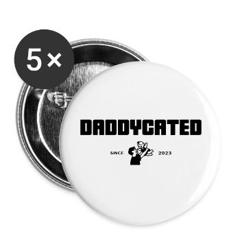 Daddycated since 2023 - Buttons large 2.2''/56 mm (5-pack) - white - Front