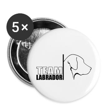 TEAM Labrador Hunde Hund Labbi Wilsigns - Buttons groß 56 mm (5er Pack) - Weiß - Vorne