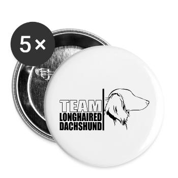 TEAM Longhaired Dachshund Hunde Dackel Wilsigns - Buttons groß 56 mm (5er Pack) - Weiß - Vorne