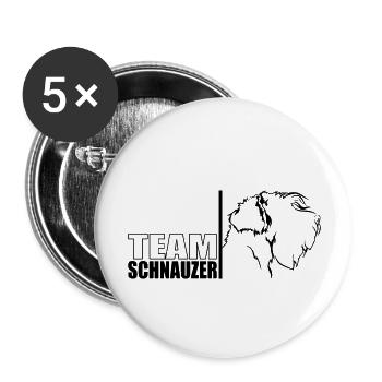 TEAM Schnauzer Hunde Hund Wilsigns - Buttons groß 56 mm (5er Pack) - Weiß - Vorne