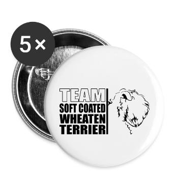 TEAM Soft Coated Wheaten Terrier Hunde Wilsigns - Buttons groß 56 mm (5er Pack) - Weiß - Vorne