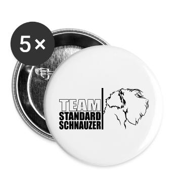 TEAM Standard Schnauzer Hunde Hund Wilsigns - Buttons groß 56 mm (5er Pack) - Weiß - Vorne