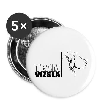 TEAM Vizsla Drahthaar Hunde Hund Vischel Wilsigns - Buttons groß 56 mm (5er Pack) - Weiß - Vorne