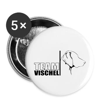TEAM Vischel Hunde Vizsla Hund Wilsigns - Buttons groß 56 mm (5er Pack) - Weiß - Vorne