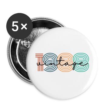 1988 vintage rétro - Lot de 5 grands badges (56 mm) - blanc - Devant