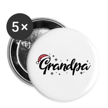 Chapeau de Père Noël Papi Papi - Lot de 5 grands badges (56 mm) - blanc - Devant