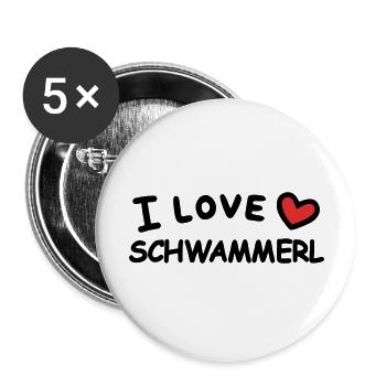 I Love Mushrooms - Buttons large 2.2''/56 mm (5-pack) - white - Front