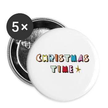 Christmas Time - Buttons groß 56 mm (5er Pack) - Weiß - Vorne