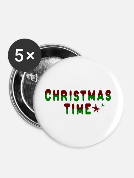 Christmas Time - Buttons groß 56 mm (5er Pack) - Weiß