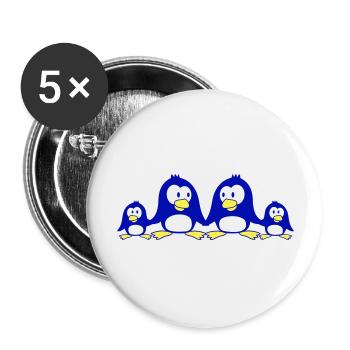 Pingouin Famille Deux Enfants Maman Papa Mignon Ensemble - Lot de 5 grands badges (56 mm) - blanc - Devant