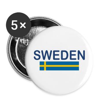 Drapeau de la Suède - Lot de 5 grands badges (56 mm) - blanc - Devant