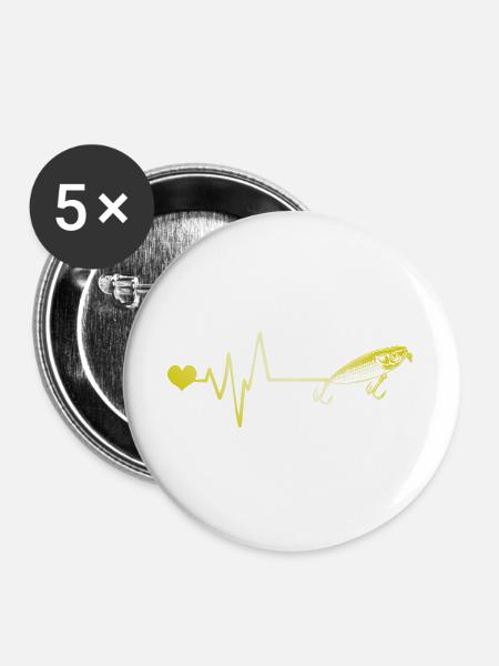 Angelhaken Puls - Buttons groß 56 mm (5er Pack) - Weiß