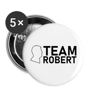 team robert kopf schwarz - Buttons groß 56 mm (5er Pack) - Weiß - Vorne