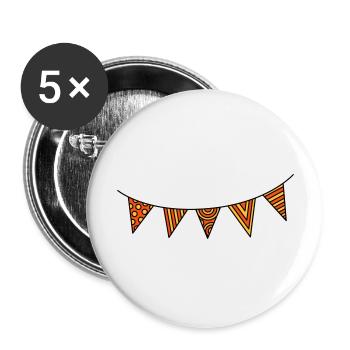 Wimpelkette dreifarbig - Buttons groß 56 mm (5er Pack) - Weiß - Vorne