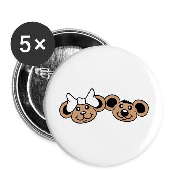 2 Mäuse Paar Zwei Verliebt Valentinstag Frau Mann - Buttons groß 56 mm (5er Pack) - Weiß - Vorne