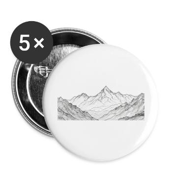 Berg Bergpanorama Alpen - Buttons groß 56 mm (5er Pack) - Weiß - Vorne