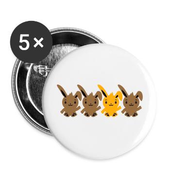 4 Hasen Freunde Unterschied Be Different Anders - Buttons groß 56 mm (5er Pack) - Weiß - Vorne