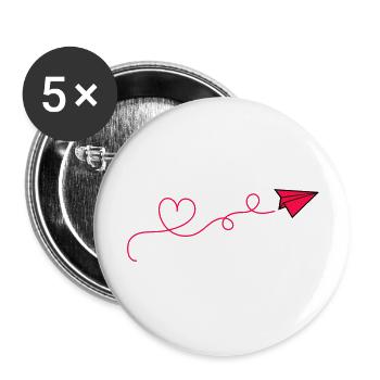 Coeur d’avion en papier - Lot de 5 grands badges (56 mm) - blanc - Devant