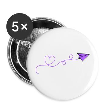 Coeur d’avion en papier - Lot de 5 grands badges (56 mm) - blanc - Devant