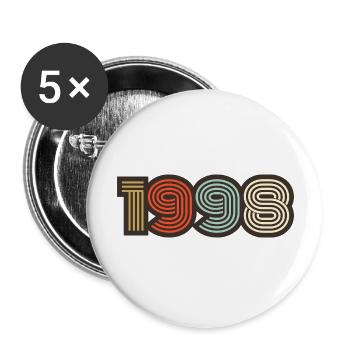 1998 Retro Jahrgang - Buttons groß 56 mm (5er Pack) - Weiß - Vorne