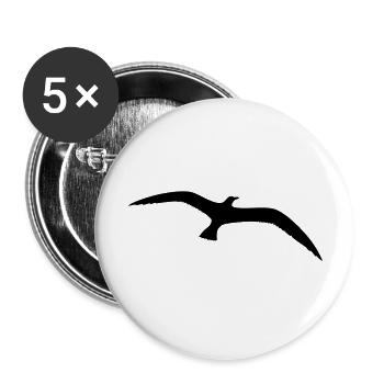 Seagull Bird Flying Seabird Silhouette Outline Beautiful - Buttons large 2.2''/56 mm (5-pack) - white - Front